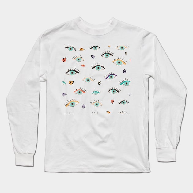 Beauty blue eyes with lady bug Long Sleeve T-Shirt by GULSENGUNEL